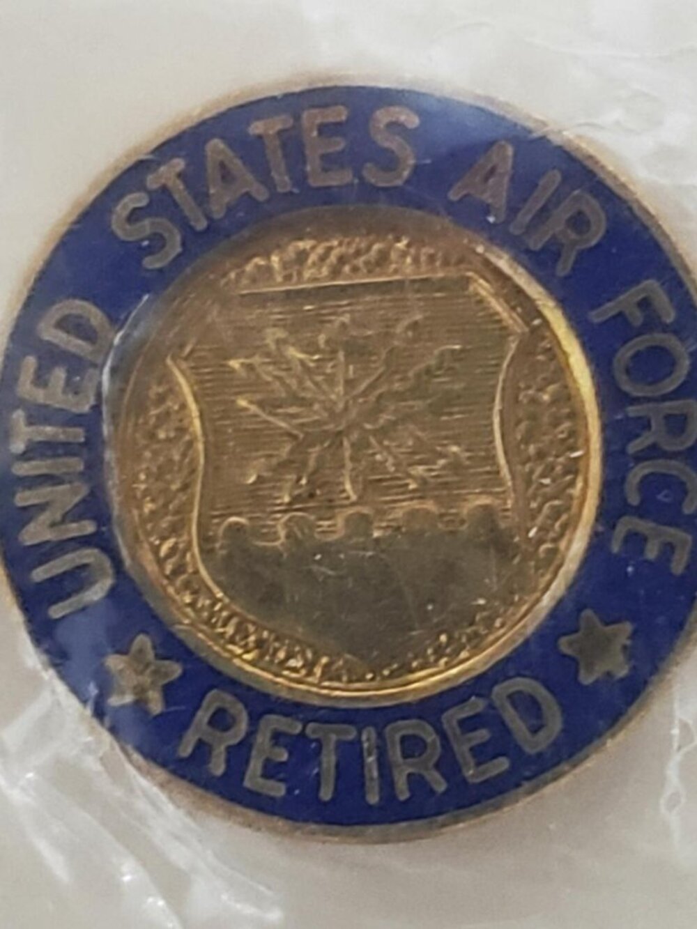 VINTAGE US AIR FORCE RETIRED SCREWBACK LABEL PIN 6/80